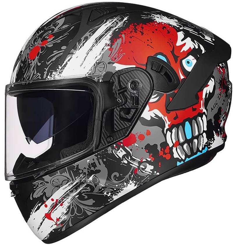 Motorrad-Integralhelme Mit Doppelvisier, Motorcross-Helme, ECE R22.06-Zugelassener Integralhelm Für Rennfahrer Und Motorradfahrer, Für Erwachsene, Männer Und Frauen D1,XXL/{61~62cm} von QKDWQZ