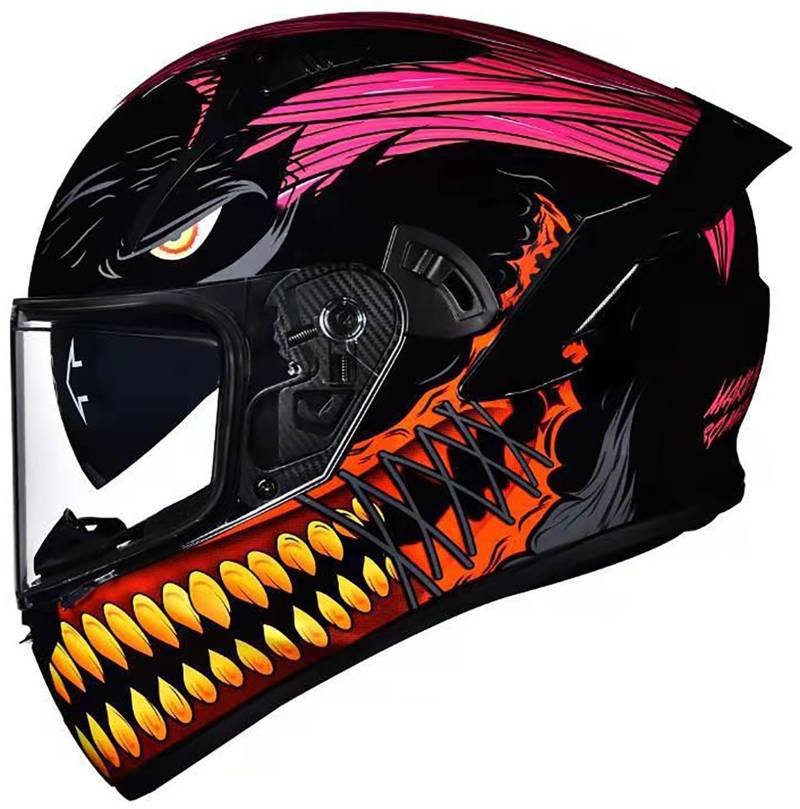 Motorrad-Integralhelme Mit Doppelvisier, Motorcross-Helme, ECE R22.06-Zugelassener Integralhelm Für Rennfahrer Und Motorradfahrer, Für Erwachsene, Männer Und Frauen E4,XXL/{61~62cm} von QKDWQZ
