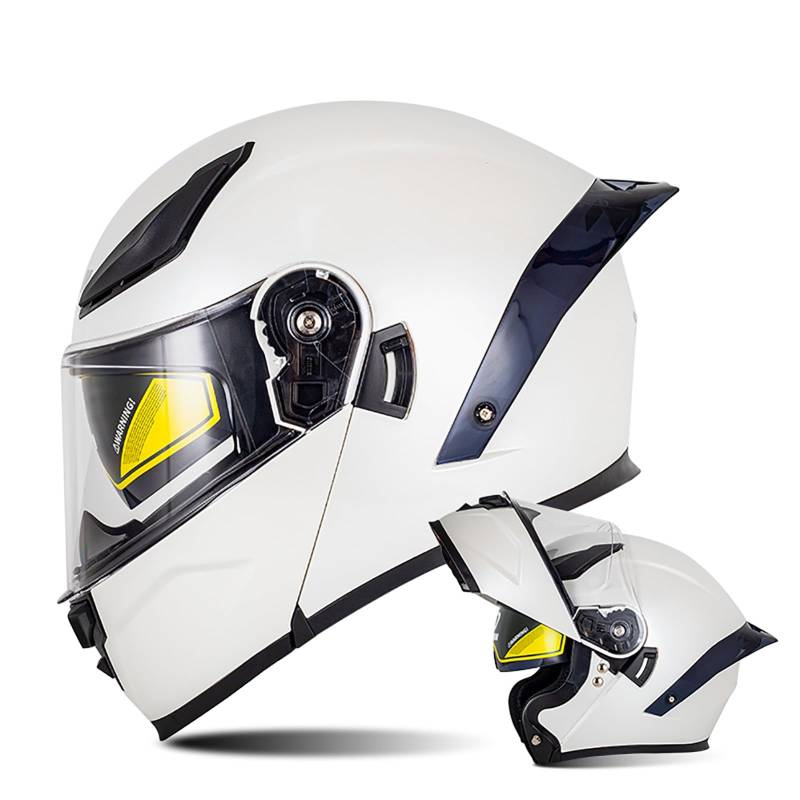 Motorradhelm Klapphelm Integralhelm DOT/ECE-Zugelassener Motorrad Helm Rollerhelm Sturzhelm Mit Doppelvisier Sonnenblende Damen Herren Erwachsene C3,M/{57~58cm} von QKDWQZ
