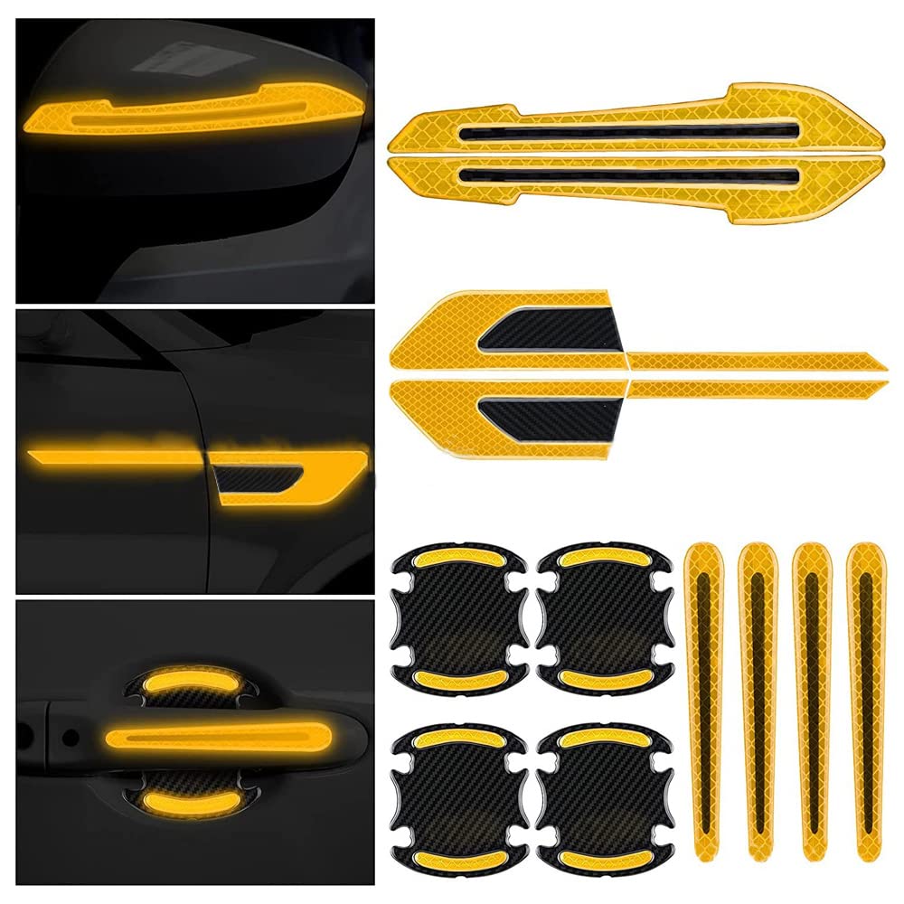 QPESRY 12 Stück Universal Auto Reflektierende Aufkleber Set Kohlefaser Auto Türgriff Schutzfolie Rückspiegel Aufkleber Streifen Dekoration Aufkleber Schutzfolie für Auto Kotflügel Warnsicherheit QPESRY 12 Stück Universal Auto Reflektierende Aufkleber Set Kohlefaser Auto Türgriff Schutzfolie Rückspiegel Aufkleber Streifen Dekoration Aufkleber Schutzfolie für Auto Kotflügel Warnsicherheit von QKEPCY