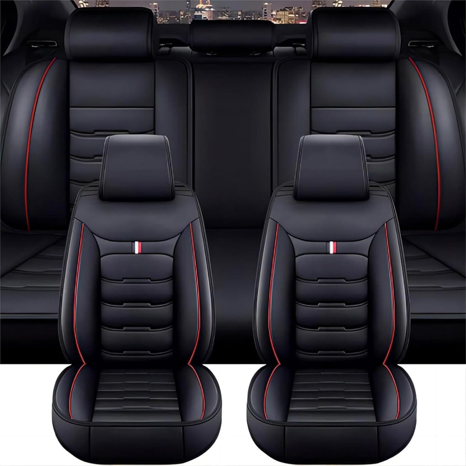QLEQMZTV Auto Sitzbezüge Sets für Audi A2 8Z 1999-2005, 5 Sitzer Leder Vorne Hinten Autositzbezüge Allwetter Atmungsaktiv rutschfest Schonbezüge Sitzschoner Innenraum Zubehör,B/Black-Red QLEQMZTV Auto Sitzbezüge Sets für Audi A2 8Z 1999-2005, 5 Sitzer Leder Vorne Hinten Autositzbezüge Allwetter Atmungsaktiv rutschfest Schonbezüge Sitzschoner Innenraum Zubehör,B/Black-Red von QLEQMZTV