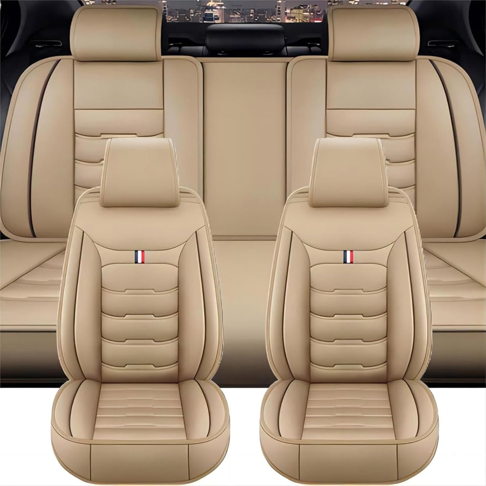QLEQMZTV Auto Sitzbezüge Sets für Audi A2 8Z 1999-2005, 5 Sitzer Leder Vorne Hinten Autositzbezüge Allwetter Atmungsaktiv rutschfest Schonbezüge Sitzschoner Innenraum Zubehör,C/Beige QLEQMZTV Auto Sitzbezüge Sets für Audi A2 8Z 1999-2005, 5 Sitzer Leder Vorne Hinten Autositzbezüge Allwetter Atmungsaktiv rutschfest Schonbezüge Sitzschoner Innenraum Zubehör,C/Beige von QLEQMZTV