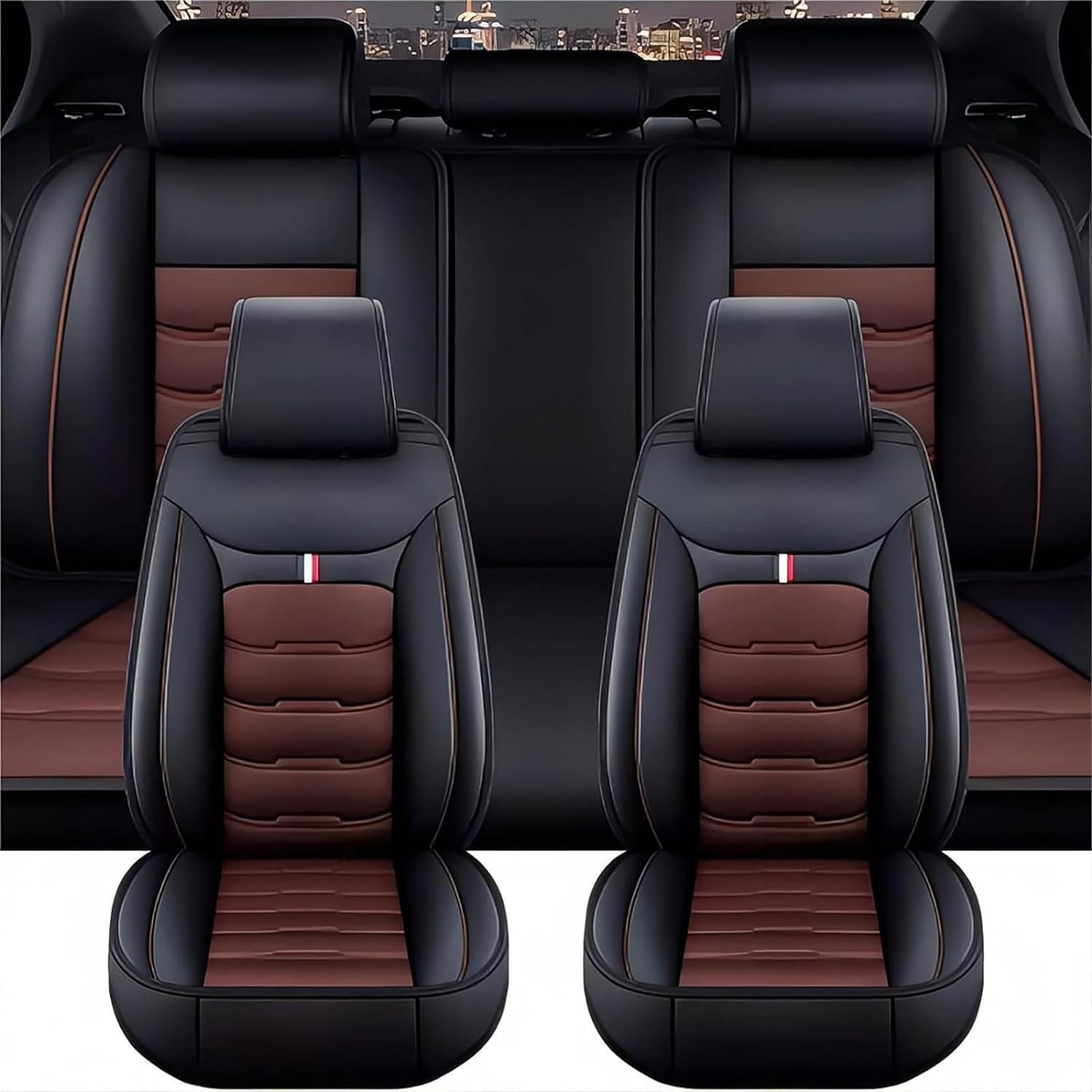QLEQMZTV Auto Sitzbezüge Sets für Audi A2 8Z 1999-2005, 5 Sitzer Leder Vorne Hinten Autositzbezüge Allwetter Atmungsaktiv rutschfest Schonbezüge Sitzschoner Innenraum Zubehör,E/Black-Coffee QLEQMZTV Auto Sitzbezüge Sets für Audi A2 8Z 1999-2005, 5 Sitzer Leder Vorne Hinten Autositzbezüge Allwetter Atmungsaktiv rutschfest Schonbezüge Sitzschoner Innenraum Zubehör,E/Black-Coffee von QLEQMZTV
