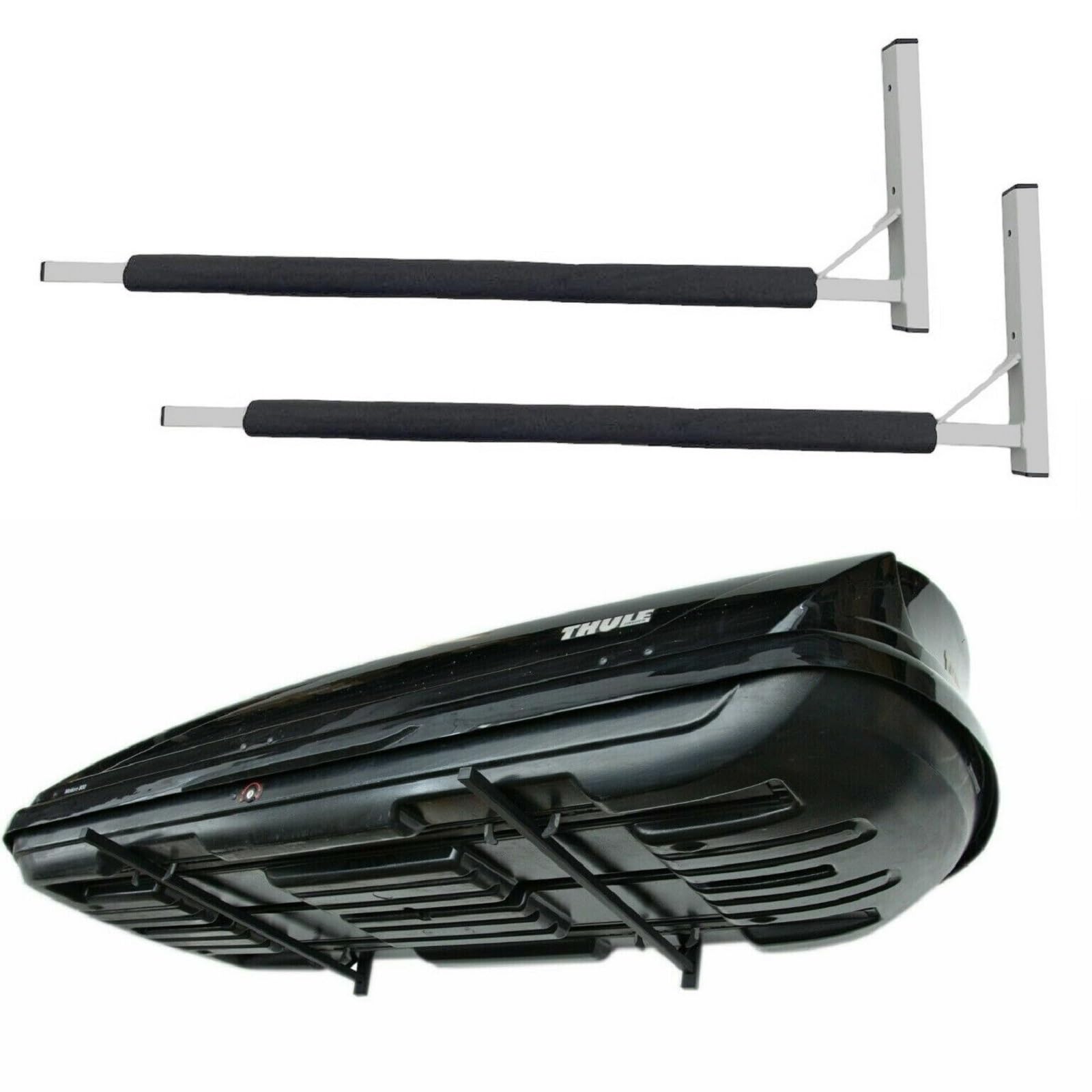 QLS Dachbox Wandhalterung 82 cm aus Stahl zur Aufbewahrung von Dachkoffer Gartengeräte Skibox Sportgeräte Surfbrett iSUP schwarz grau von QLS