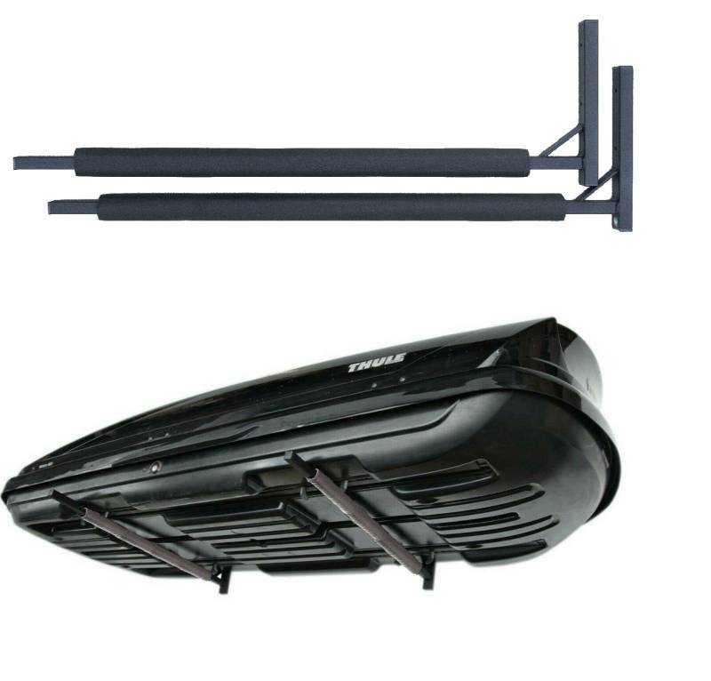 Dachbox Wandhalterung 82 cm WSB O schwarz aus Stahl zur Aufbewahrung von Dachkoffer Gartengeräte Skibox Sportgeräte Surfbrett iSUP von QLS