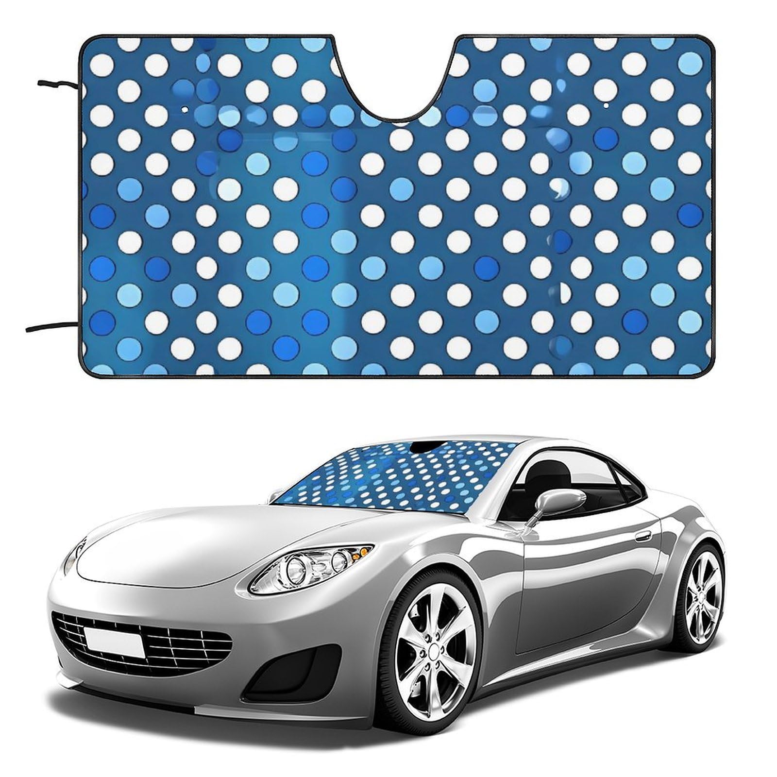 Auto Windschutzscheibe Sonnenschutz Blau Polka Dot Muster Faltbarer Sonnenschutz Visier hält Fahrzeug kühl Fit PKW LKW SUV Auto Windschutzscheibe Sonnenschutz Blau Polka Dot Muster Faltbarer Sonnenschutz Visier hält Fahrzeug kühl Fit PKW LKW SUV von QMNLKH