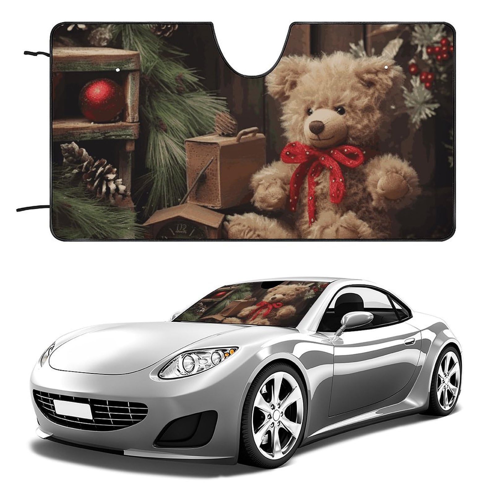 Auto Windschutzscheibe Sonnenschutz Weihnachtsbaum Ast Bär Puppe Faltbarer Sonnenschutz Visier hält Fahrzeug kühl Fit Autos LKW SUV Auto Windschutzscheibe Sonnenschutz Weihnachtsbaum Ast Bär Puppe Faltbarer Sonnenschutz Visier hält Fahrzeug kühl Fit Autos LKW SUV von QMNLKH