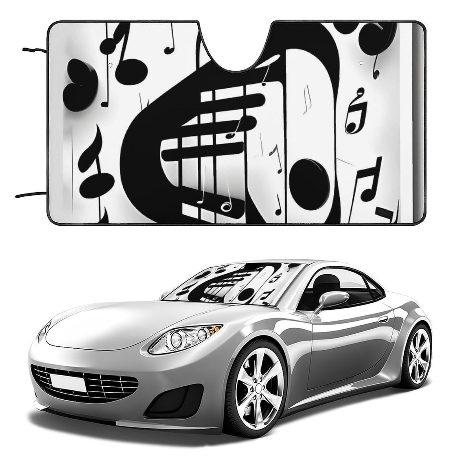 Auto Windschutzscheibe Sonnenschutz schwarz und weiß Musiknote Faltbarer Sonnenschutz Visier hält Fahrzeug kühl Fit Autos LKW SUV Auto Windschutzscheibe Sonnenschutz schwarz und weiß Musiknote Faltbarer Sonnenschutz Visier hält Fahrzeug kühl Fit Autos LKW SUV von QMNLKH