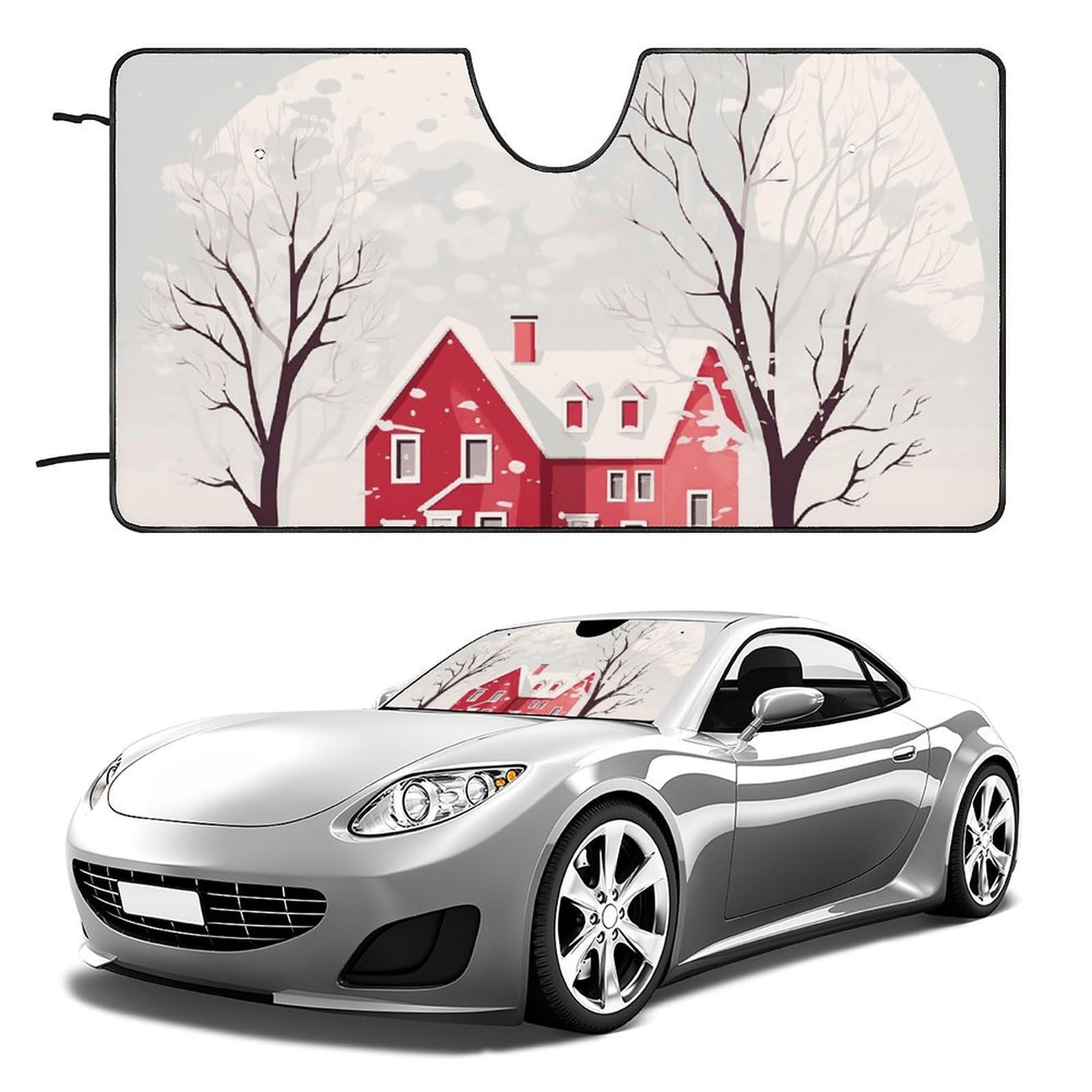 Auto-Windschutzscheiben-Sonnenschutz, Cartoon-Haus, faltbar, hält das Fahrzeug kühl, passend für Autos, LKWs, SUVs Auto-Windschutzscheiben-Sonnenschutz, Cartoon-Haus, faltbar, hält das Fahrzeug kühl, passend für Autos, LKWs, SUVs von QMNLKH