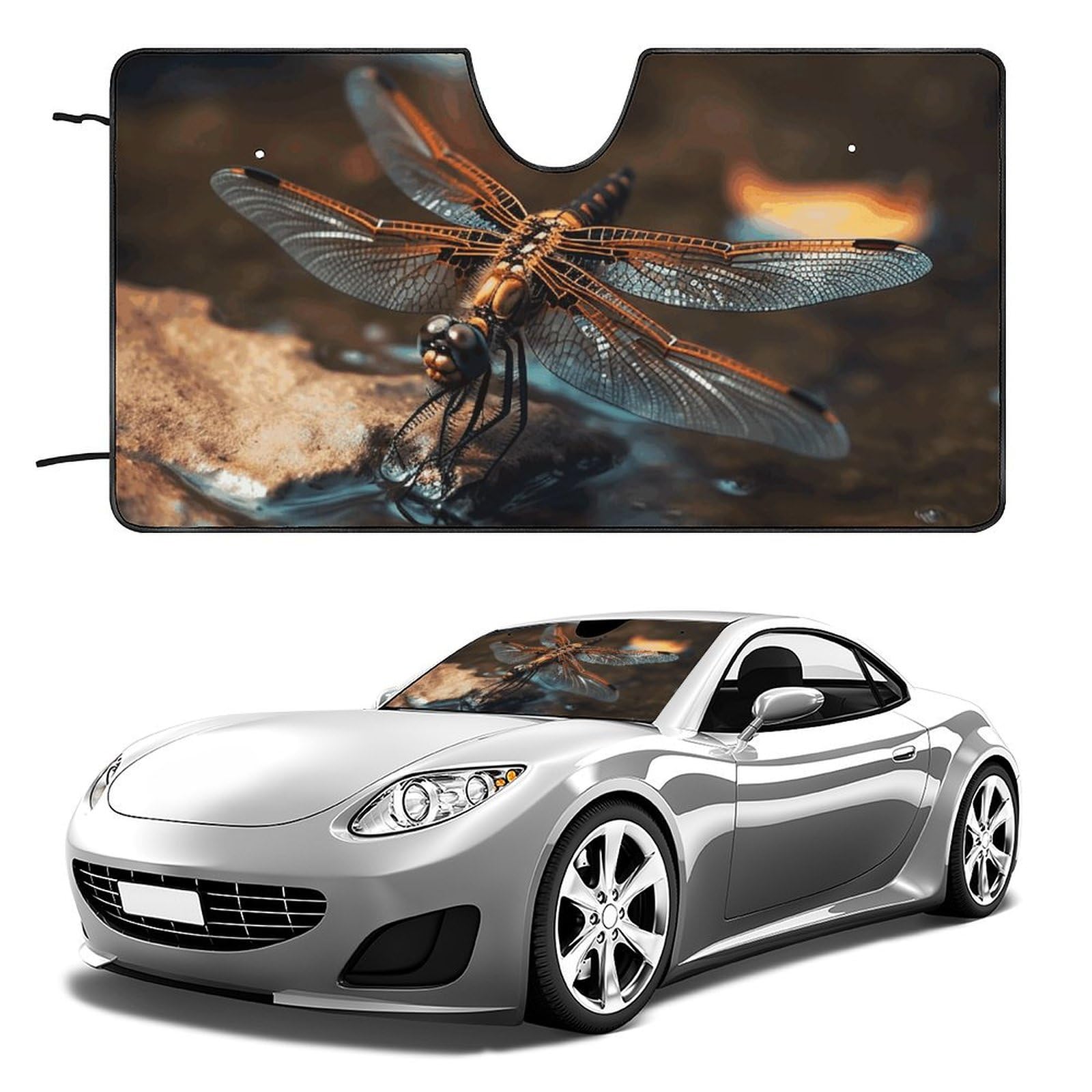 Auto-Windschutzscheiben-Sonnenschutz, Libelle auf dem Wasser, faltbarer Sonnenschutz, hält das Fahrzeug kühl, passend für Autos, LKWs, SUVs Auto-Windschutzscheiben-Sonnenschutz, Libelle auf dem Wasser, faltbarer Sonnenschutz, hält das Fahrzeug kühl, passend für Autos, LKWs, SUVs von QMNLKH