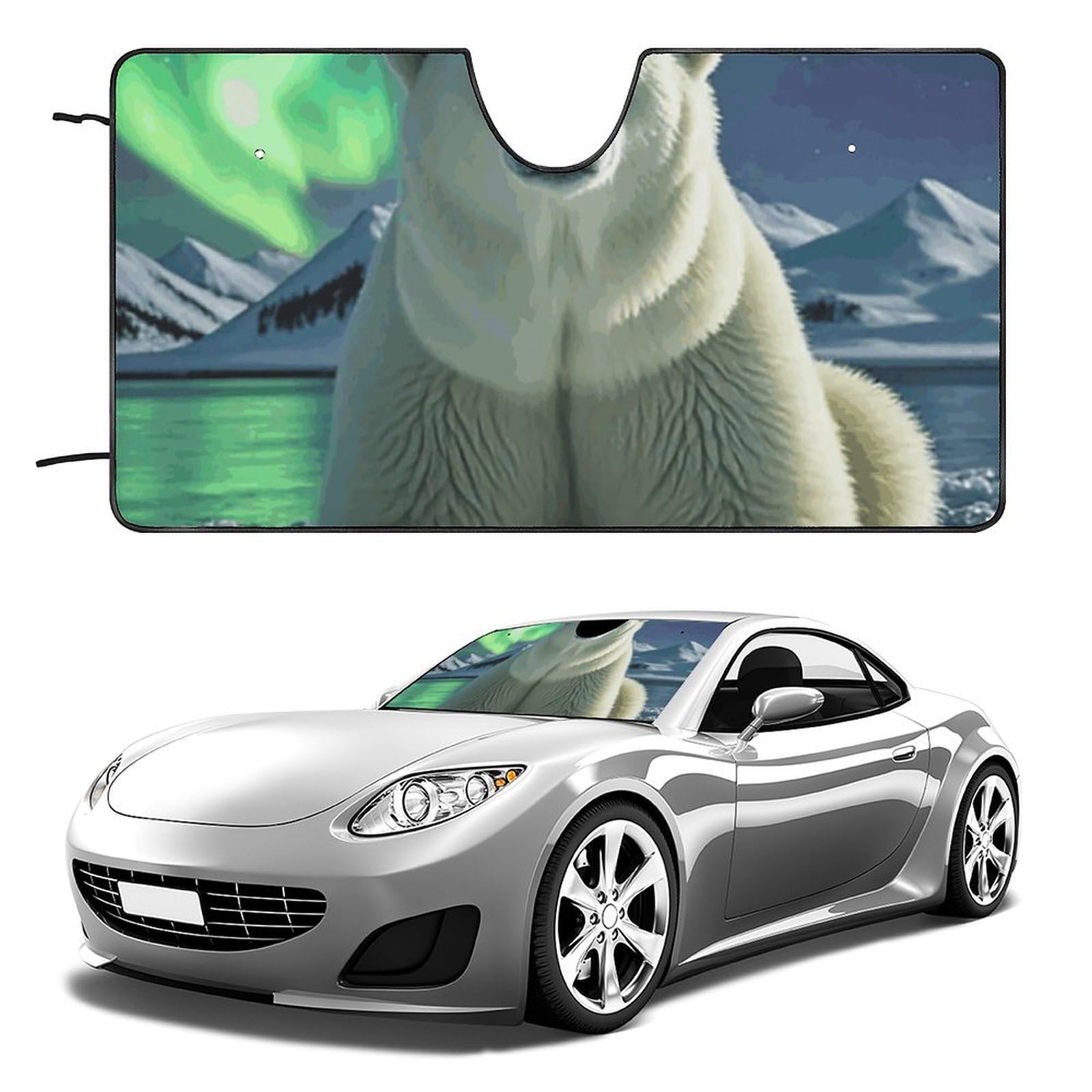 Auto-Windschutzscheiben-Sonnenschutz, Nordlichter, Eisbär, faltbar, hält das Fahrzeug kühl, passend für Autos, LKWs, SUVs Auto-Windschutzscheiben-Sonnenschutz, Nordlichter, Eisbär, faltbar, hält das Fahrzeug kühl, passend für Autos, LKWs, SUVs von QMNLKH