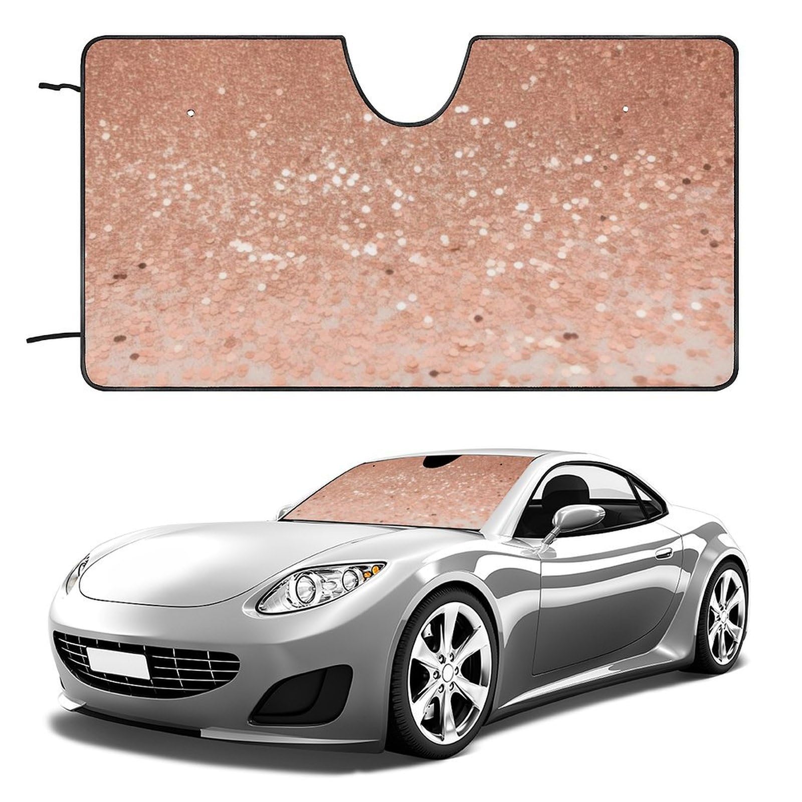 Auto-Windschutzscheiben-Sonnenschutz, Rose, Kunstglitzer, faltbar, hält das Fahrzeug kühl, passend für Autos, LKWs, SUVs Auto-Windschutzscheiben-Sonnenschutz, Rose, Kunstglitzer, faltbar, hält das Fahrzeug kühl, passend für Autos, LKWs, SUVs von QMNLKH