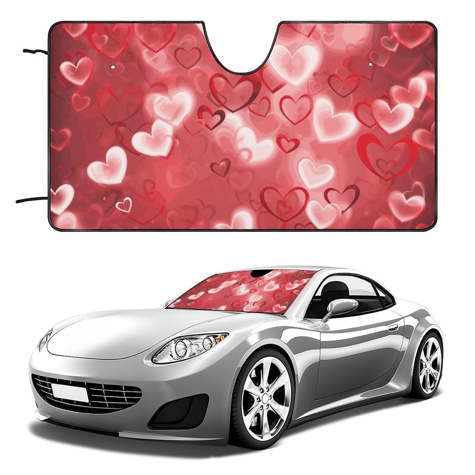 Auto-Windschutzscheiben-Sonnenschutz, Valentinstag, Liebe, Herz, faltbar, hält das Fahrzeug kühl, passend für Autos, LKWs, SUVs Auto-Windschutzscheiben-Sonnenschutz, Valentinstag, Liebe, Herz, faltbar, hält das Fahrzeug kühl, passend für Autos, LKWs, SUVs von QMNLKH