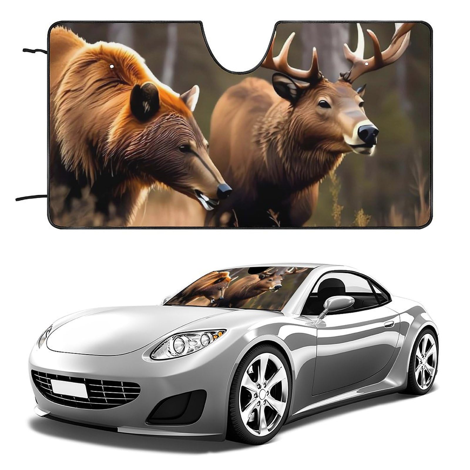 Auto-Windschutzscheiben-Sonnenschutz, Wildtiere, Jagd, Hirsch, Bär, Elch, faltbarer Sonnenschutz, Visier, hält das Fahrzeug kühl, passend für Autos, LKWs, SUVs Auto-Windschutzscheiben-Sonnenschutz, Wildtiere, Jagd, Hirsch, Bär, Elch, faltbarer Sonnenschutz, Visier, hält das Fahrzeug kühl, passend für Autos, LKWs, SUVs von QMNLKH