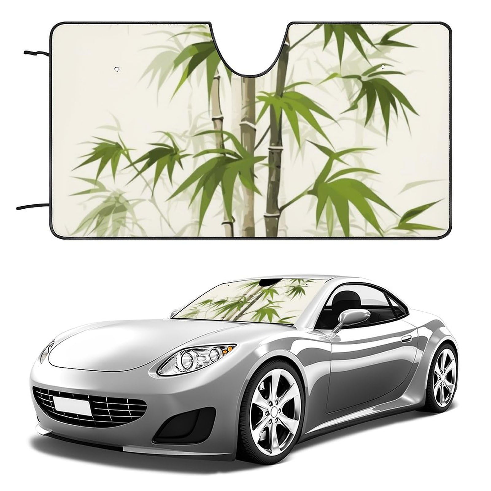Auto-Windschutzscheiben-Sonnenschutz, grün, Naturpflanze, faltbar, hält das Fahrzeug kühl, passend für Autos, LKWs, SUVs Auto-Windschutzscheiben-Sonnenschutz, grün, Naturpflanze, faltbar, hält das Fahrzeug kühl, passend für Autos, LKWs, SUVs von QMNLKH