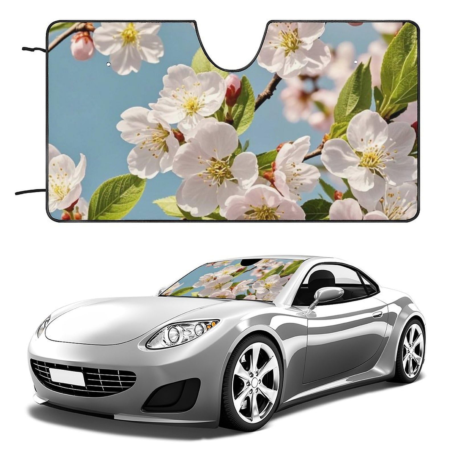 Auto-Windschutzscheiben-Sonnenschutz, japanisches Blumenmuster, Kirschblüte, faltbar, hält das Fahrzeug kühl, passend für Autos, LKWs, SUVs Auto-Windschutzscheiben-Sonnenschutz, japanisches Blumenmuster, Kirschblüte, faltbar, hält das Fahrzeug kühl, passend für Autos, LKWs, SUVs von QMNLKH