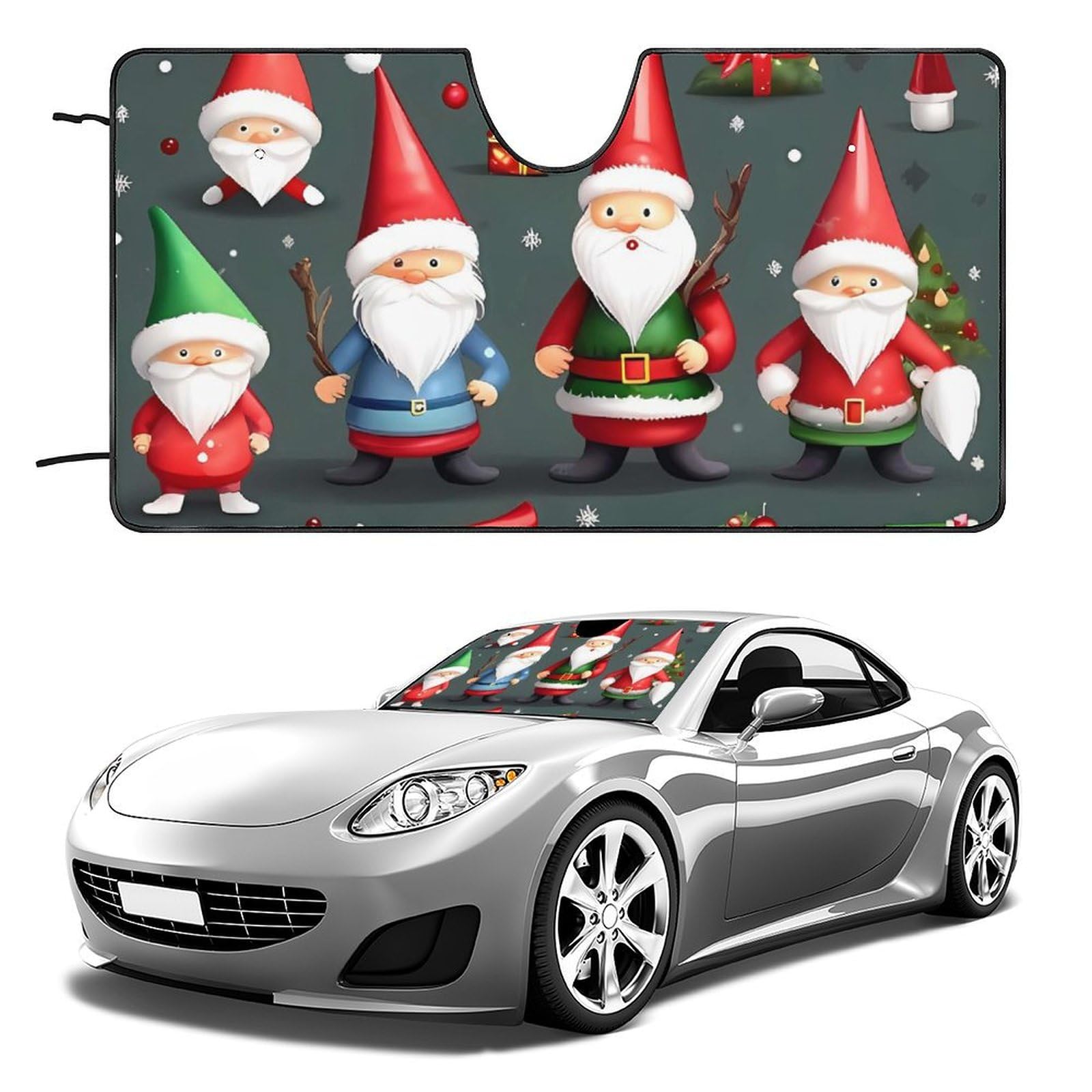 Auto-Windschutzscheiben-Sonnenschutz, weihnachtliche lustige Zwerge, faltbar, hält das Fahrzeug kühl, passend für Autos, LKWs, SUVs Auto-Windschutzscheiben-Sonnenschutz, weihnachtliche lustige Zwerge, faltbar, hält das Fahrzeug kühl, passend für Autos, LKWs, SUVs von QMNLKH