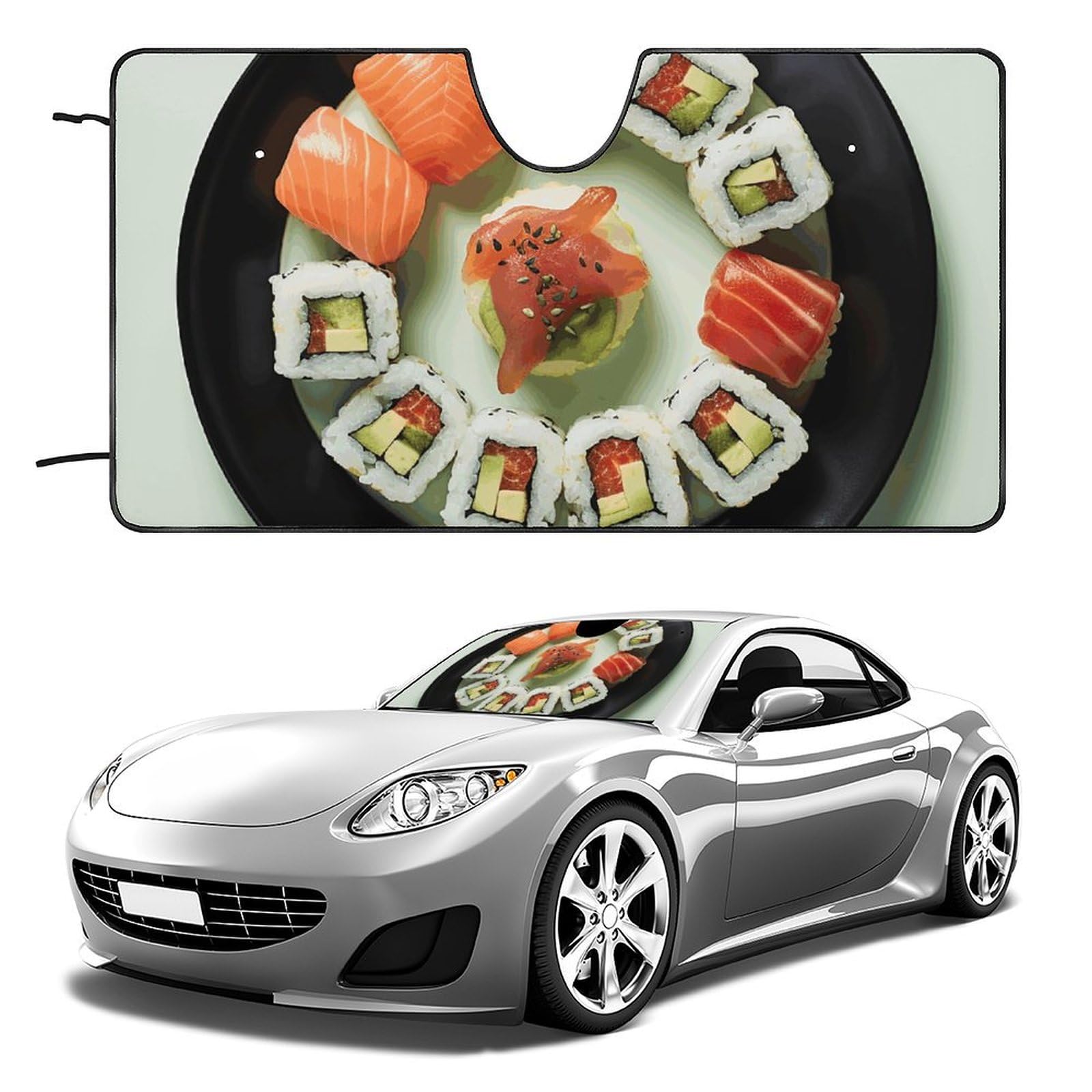 Sonnenschutz für die Windschutzscheibe, Sushi, faltbar, hält das Fahrzeug kühl, passend für Autos, LKWs, SUVs Sonnenschutz für die Windschutzscheibe, Sushi, faltbar, hält das Fahrzeug kühl, passend für Autos, LKWs, SUVs von QMNLKH