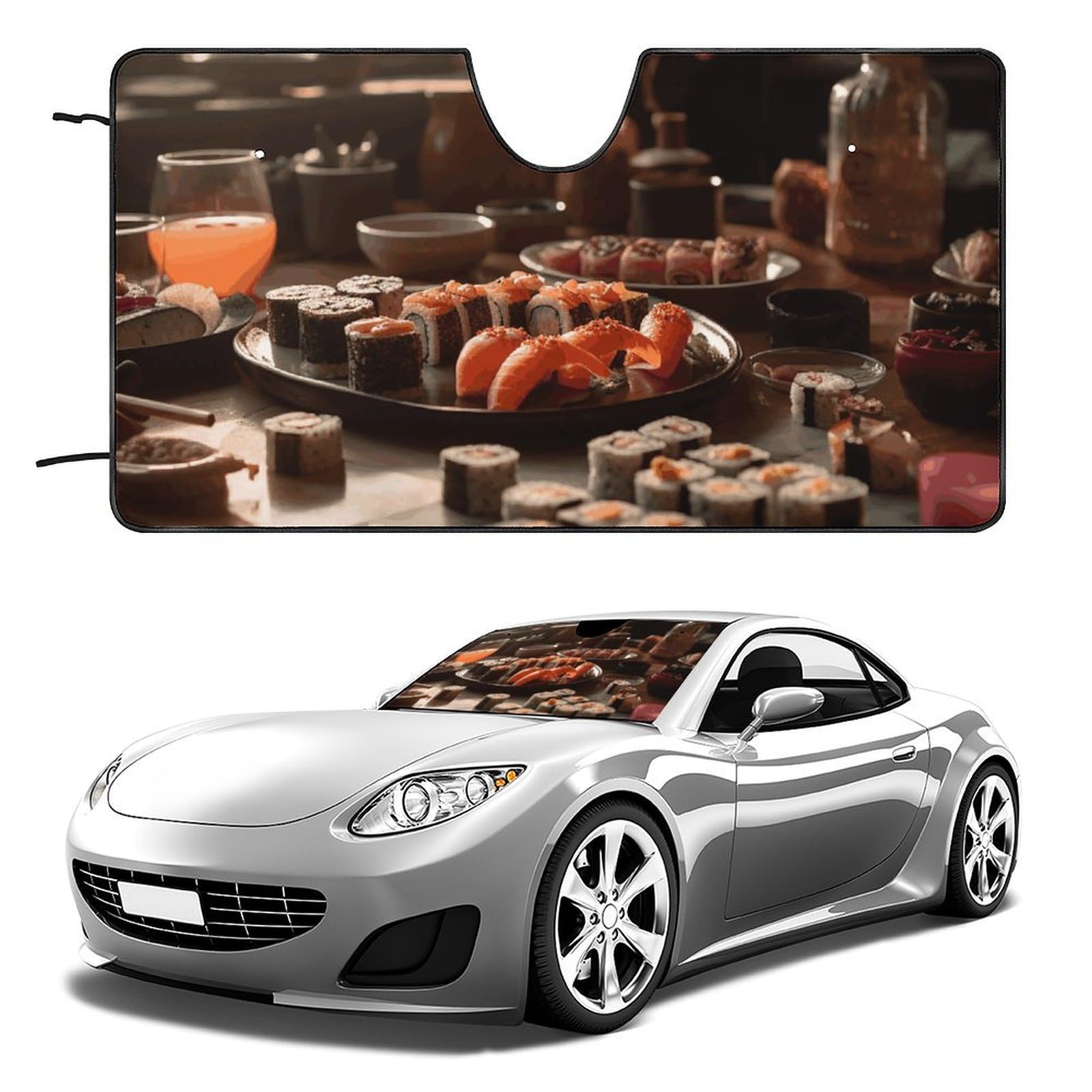 Sonnenschutz für die Windschutzscheibe, Sushi-Platte, faltbarer Sonnenschutz, Visier, hält das Fahrzeug kühl, passend für Autos, LKWs, SUVs Sonnenschutz für die Windschutzscheibe, Sushi-Platte, faltbarer Sonnenschutz, Visier, hält das Fahrzeug kühl, passend für Autos, LKWs, SUVs von QMNLKH