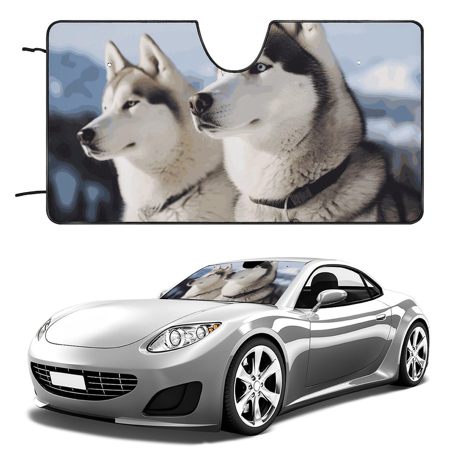 Windschutzscheiben-Sonnenschutz, Husky, faltbar, hält das Fahrzeug kühl, passend für Autos, LKWs, SUVs Windschutzscheiben-Sonnenschutz, Husky, faltbar, hält das Fahrzeug kühl, passend für Autos, LKWs, SUVs von QMNLKH
