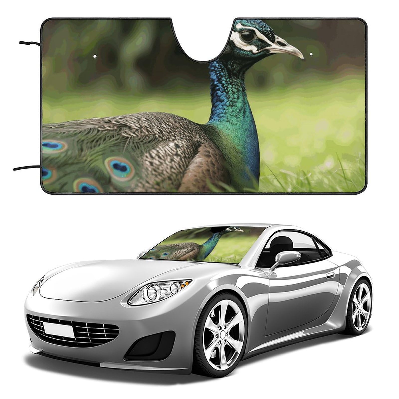 Windschutzscheiben-Sonnenschutz, Tiere, die ihre Schwänze öffnen, faltbarer Sonnenschutz, hält das Fahrzeug kühl, passend für Autos, LKWs, SUVs Windschutzscheiben-Sonnenschutz, Tiere, die ihre Schwänze öffnen, faltbarer Sonnenschutz, hält das Fahrzeug kühl, passend für Autos, LKWs, SUVs von QMNLKH