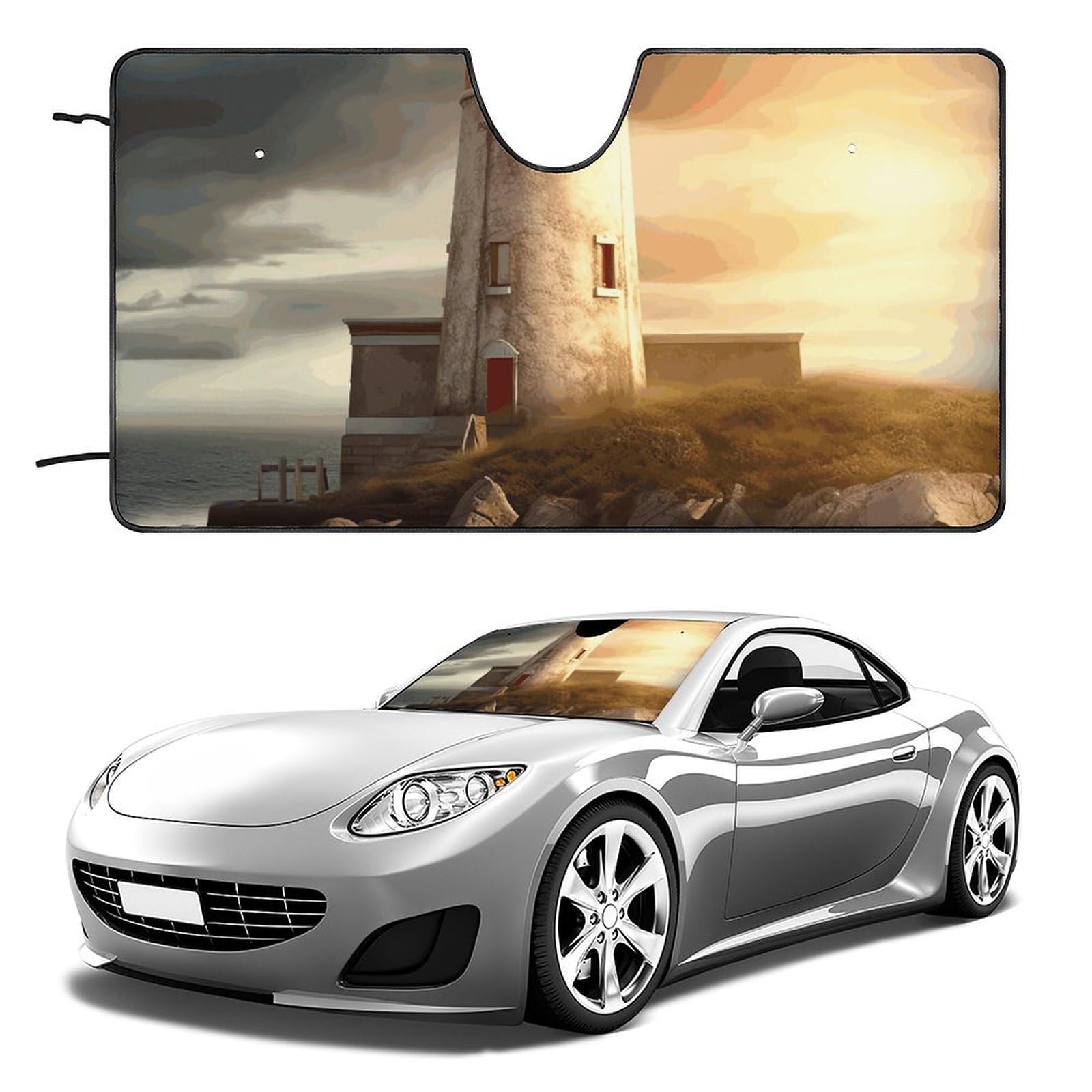 Windschutzscheiben-Sonnenschutz für Auto, Leuchtturm, faltbar, hält das Fahrzeug kühl, passend für Autos, LKWs, SUVs Windschutzscheiben-Sonnenschutz für Auto, Leuchtturm, faltbar, hält das Fahrzeug kühl, passend für Autos, LKWs, SUVs von QMNLKH