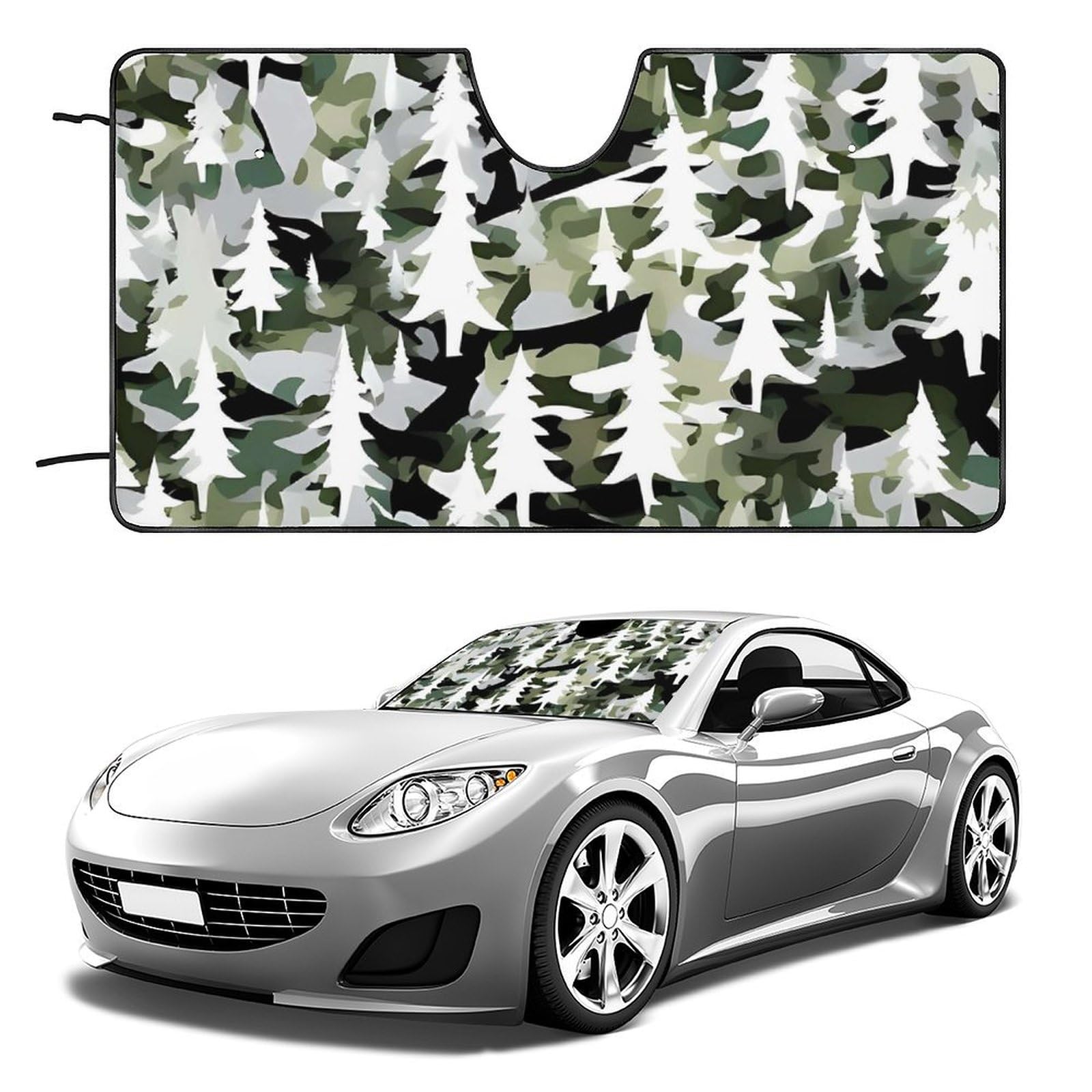 Windschutzscheiben-Sonnenschutz für Auto, Motiv: weiße Bäume, Camouflage, faltbar, hält das Fahrzeug kühl, passend für Autos, LKWs, SUVs Windschutzscheiben-Sonnenschutz für Auto, Motiv: weiße Bäume, Camouflage, faltbar, hält das Fahrzeug kühl, passend für Autos, LKWs, SUVs von QMNLKH