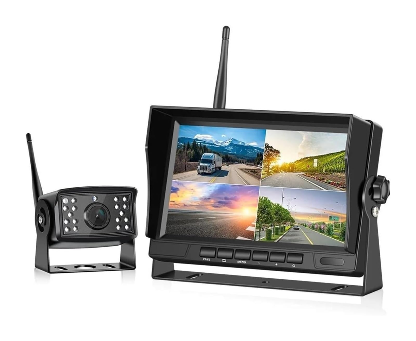 Auto Rückfahrkamera 7 Zoll AHD Wireless DVR Auto Monitor Display Fahrzeug Bildschirm Rückansicht Für Lkw Reverse Back Up Recorder Wifi Kamera(Monitor and 1 Camera) von QMTVFSRH