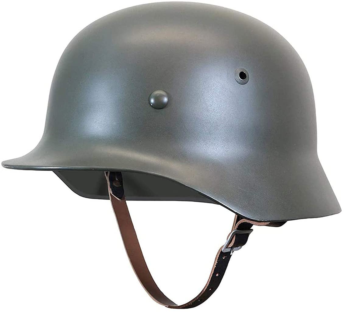 QMZDXH WW2 BW M35 Steel Helmet with Leather Lining Chin Strap (Grey) von QMZDXH