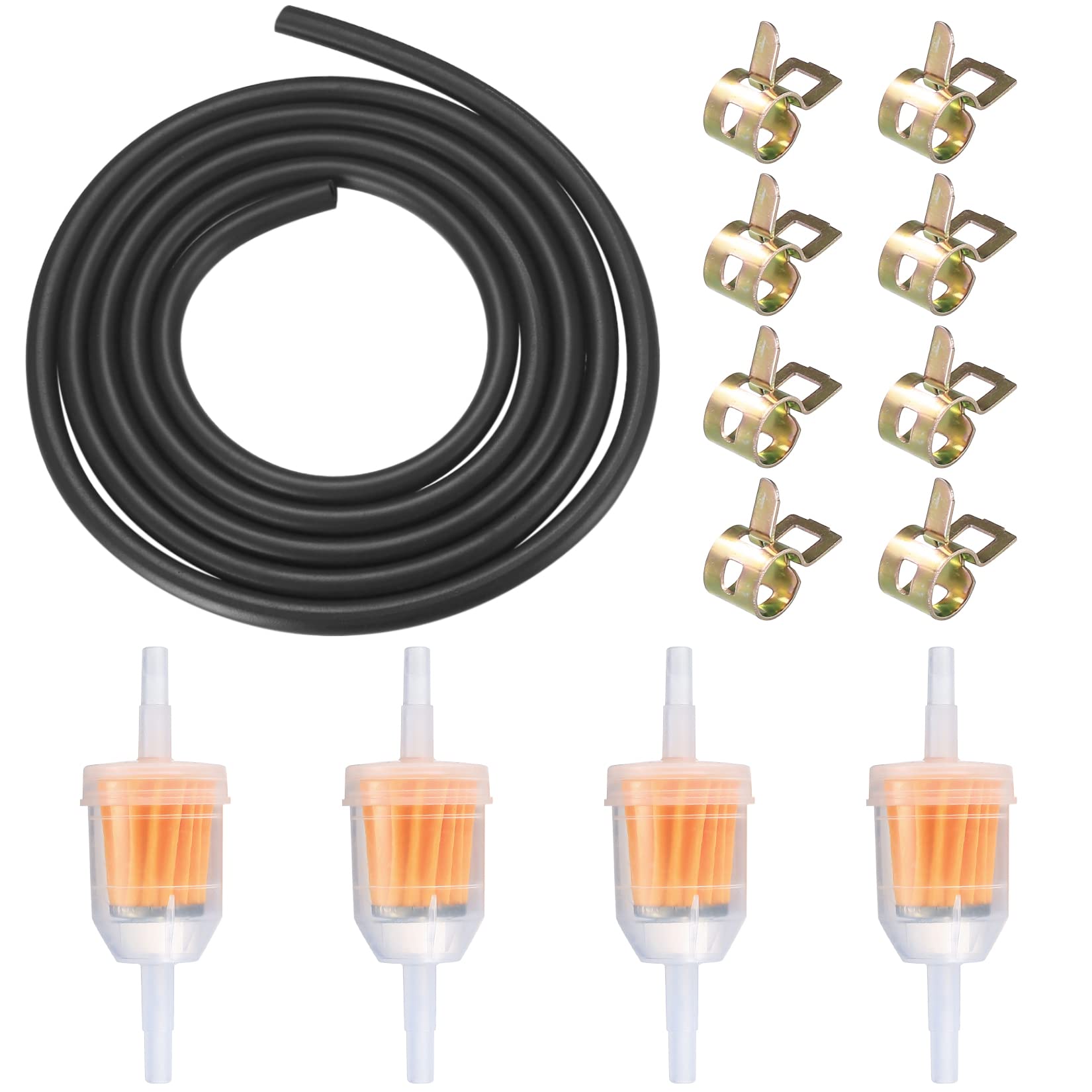 QOOSIKICC Motorrad Benzinschlauch Kit, Inline Kraftstofffilter Leitung Federklemmen Set, 4 Stück Benzinfilter, 1 x 2m Benzinschlauch, 10 Stück Schlauchschellen, für Auto Motorrad Roller QOOSIKICC Motorrad Benzinschlauch Kit, Inline Kraftstofffilter Leitung Federklemmen Set, 4 Stück Benzinfilter, 1 x 2m Benzinschlauch, 10 Stück Schlauchschellen, für Auto Motorrad Roller von QOOSIKICC