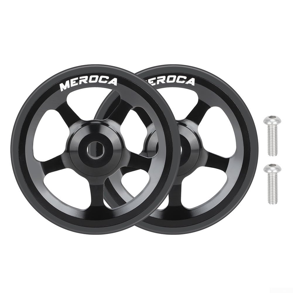 Klapprad, 60 mm, Aluminiumlegierung und Gummi, Geschmeidigkeit, mit eingebautem Lager, 2 Räder und Schrauben für Brompton und für 3Sixty (schwarz) von QOXEZY