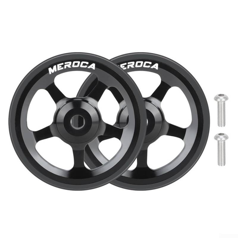 Klapprad, 60 mm, Aluminiumlegierung und Gummi, Geschmeidigkeit, mit eingebautem Lager, 2 Räder und Schrauben für Brompton und für 3Sixty (schwarz) von QOXEZY