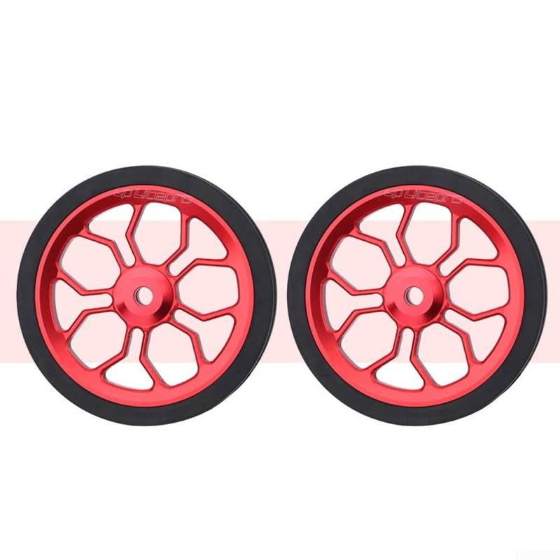 Leichtlaufräder aus Aluminiumlegierung, 82 mm, für Brompton-Faltrad, ideal für Ersatzreifen oder Parkrad, Rot von QOXEZY