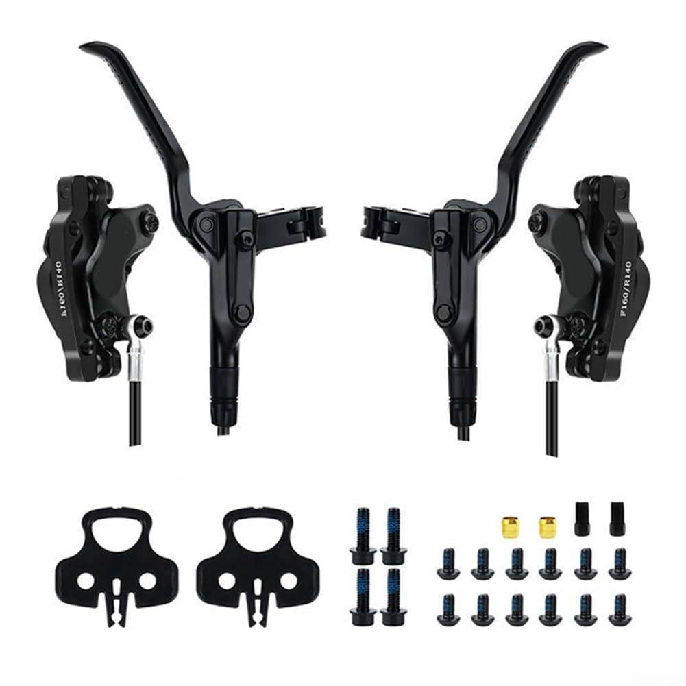 Mountainbike Bremsen Set 4 Kolben Hydraulische Bremssättel Leichtgewicht mit hervorragenden Hitze- und Kältebeständigkeit (mit Scheibe) von QOXEZY