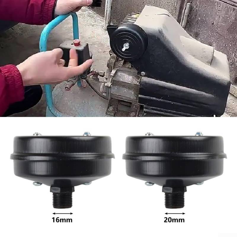 Schalldämpfer zum direkten Anschluss an Luftkompressoren, erhältlich in beiden Größen 16 & 20 mm (20 mm) von QOXEZY