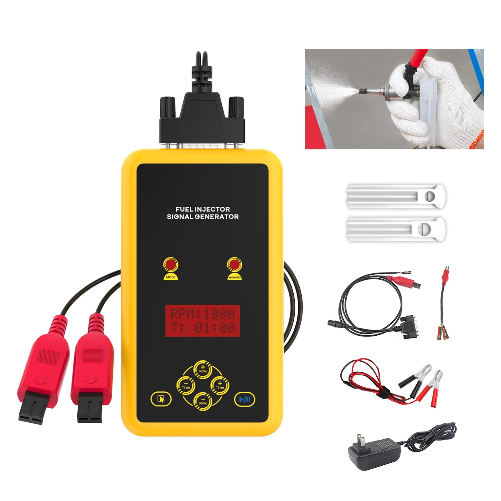 QPKING Auto-Kraftstoffeinspritzdüsen-Signalgenerator,GDI-Einspritzsystem-Reiniger,Kraftstoffsystem-Kraftstoffreinigungsassistent für 12V-Standard-Injektoren/75V-Hochvolt-Einspritzdüsen gleichzeitig von QPKING