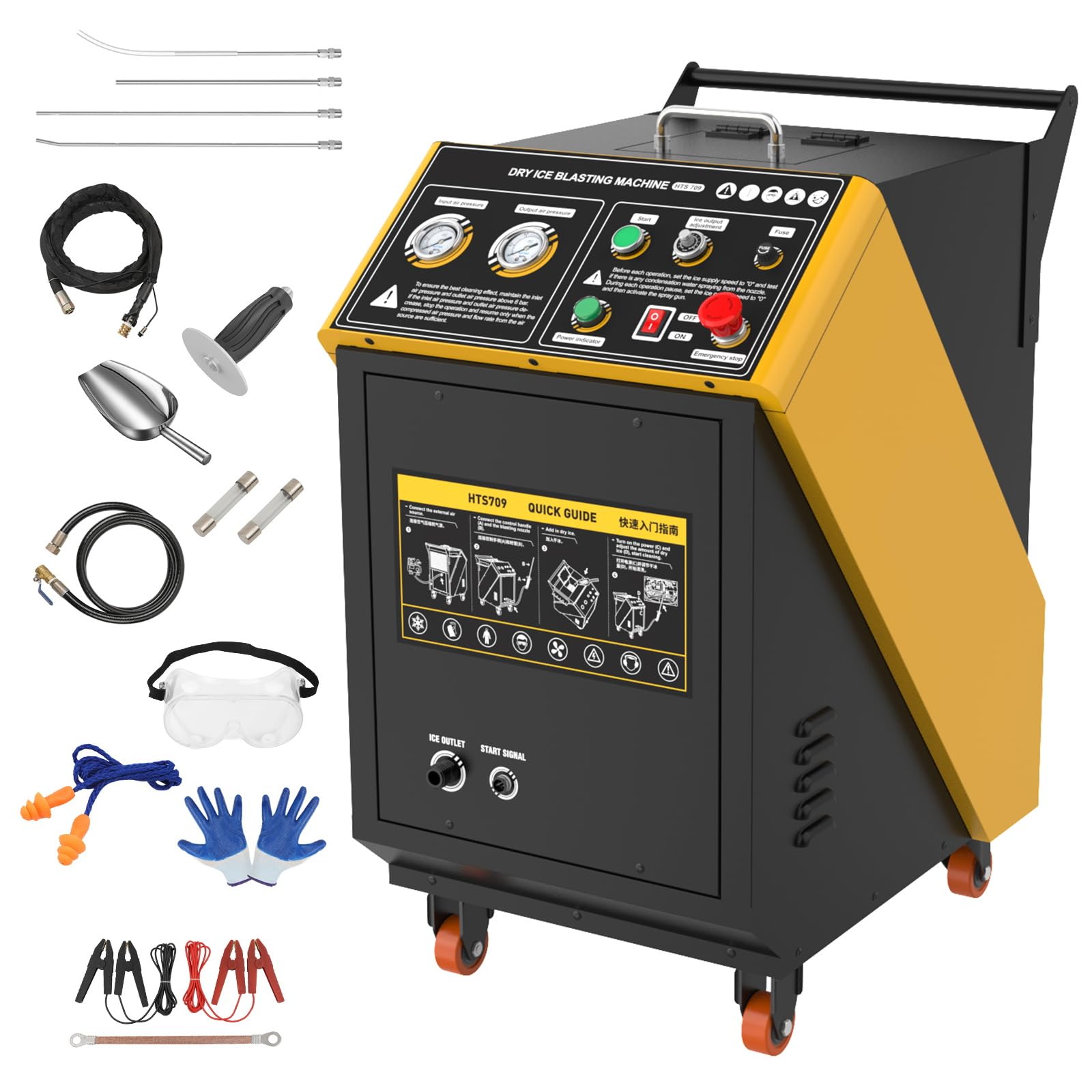 Trockeneisstrahlmaschine HTS709 Trockeneisreinigungsmaschine,Trockeneisblaster mit zwei Druckmessgeräten,Trockeneismaschine,Reinigung für Ansaugventile von Automotoren,Trockeneisblaster für Autos 220V von QPKING