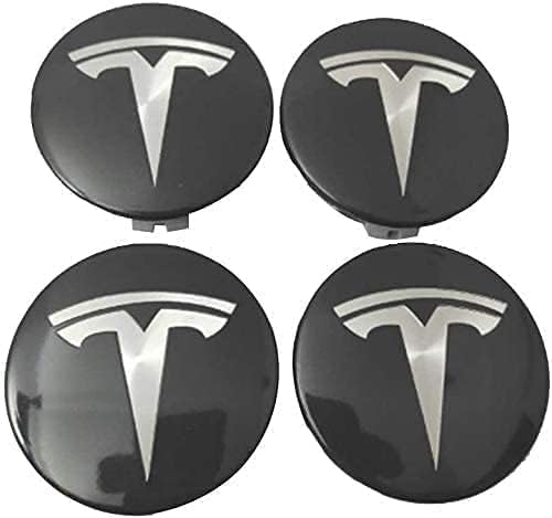 4 Stück Nabendeckel Radnabendeckel für Tesla Model 3 58mm, Nabenkappen mit Logo Radnabenkappen, Wasserdicht Staubdicht Anti Rost Felgendeckel, Auto Accessoires,B von QQLADY