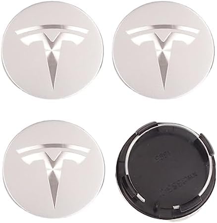 4 Stück Nabendeckel Radnabendeckel für Tesla Model S X 3 Y 56mm, Nabenkappen mit Logo Radnabenkappen, Wasserdicht Staubdicht Anti Rost Felgendeckel, Auto Accessoires,A von QQLADY