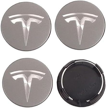 4 Stück Nabendeckel Radnabendeckel für Tesla Model S X 3 Y 56mm, Nabenkappen mit Logo Radnabenkappen, Wasserdicht Staubdicht Anti Rost Felgendeckel, Auto Accessoires,E von QQLADY