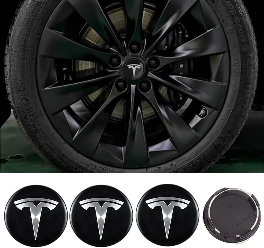 4 Stück Nabendeckel Radnabendeckel für Tesla Model Y 60mm, Nabenkappen mit Logo Radnabenkappen, Wasserdicht Staubdicht Anti Rost Felgendeckel, Auto Accessoires von QQLADY