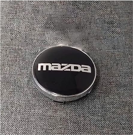 4 Stück Nabendeckel Radnabendeckel für Mazda 60mm, Nabenkappen mit Logo Radnabenkappen, Wasserdicht Staubdicht Anti Rost Felgendeckel, Auto Accessoires,A Black von QQLADY