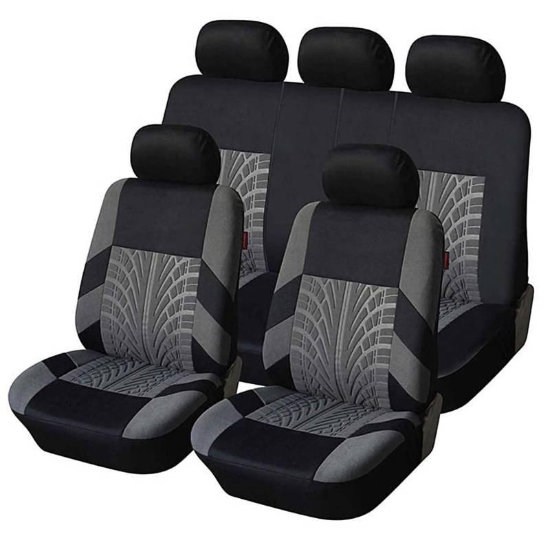 QQLADY Auto Sitzbezüge Sets für Nissan Navara D22/D40/D40 S/Np300 2000-2023, 5 Sitzer Waschbarer Verschleißfest Schonbezüge, Atmungsaktiv Rutschfester Autositz Kompletter Zubehör,E Grey von QQLADY