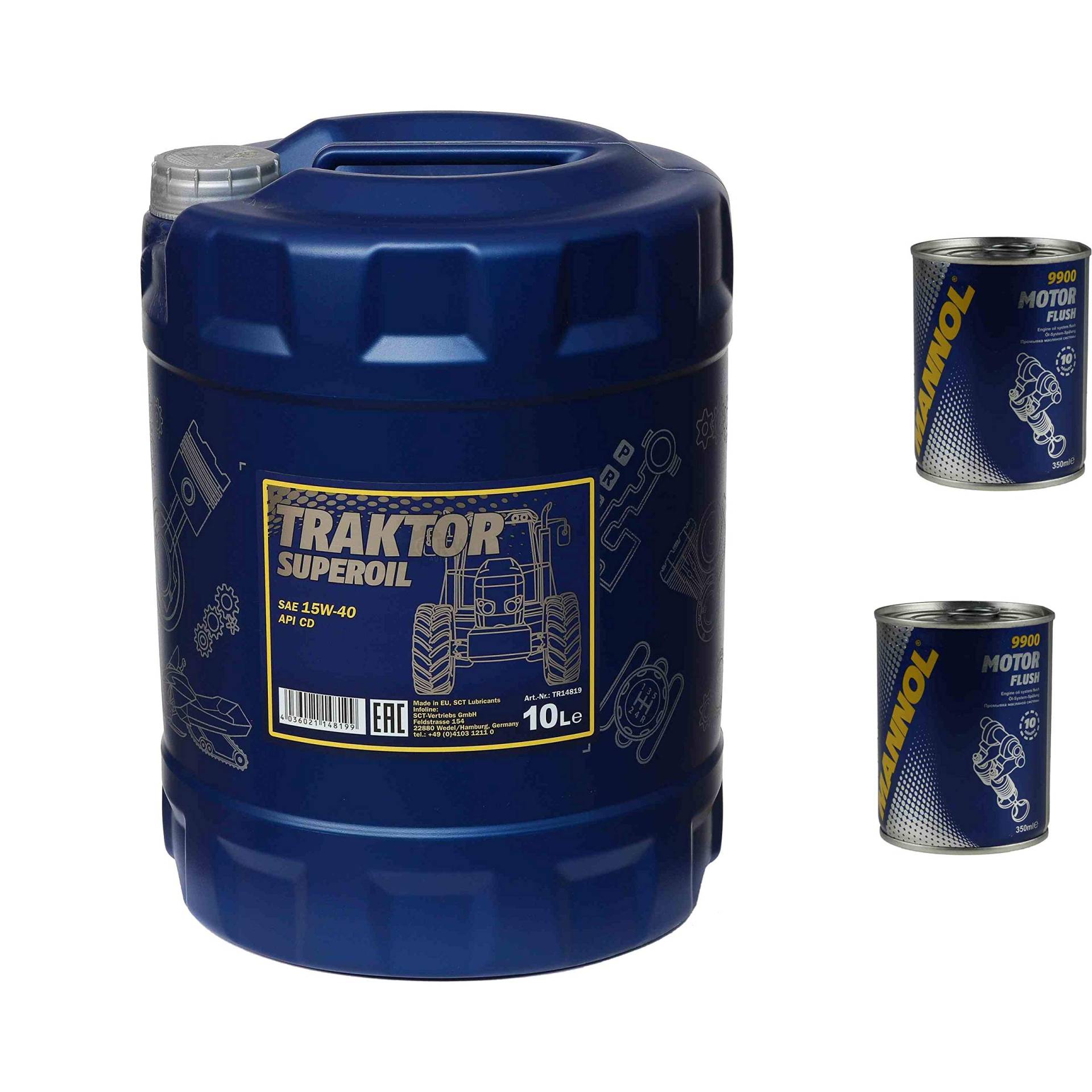 10L Motoröl MANNOL Traktor Superoil 15W-40 2xMotor Flush von Diederichs