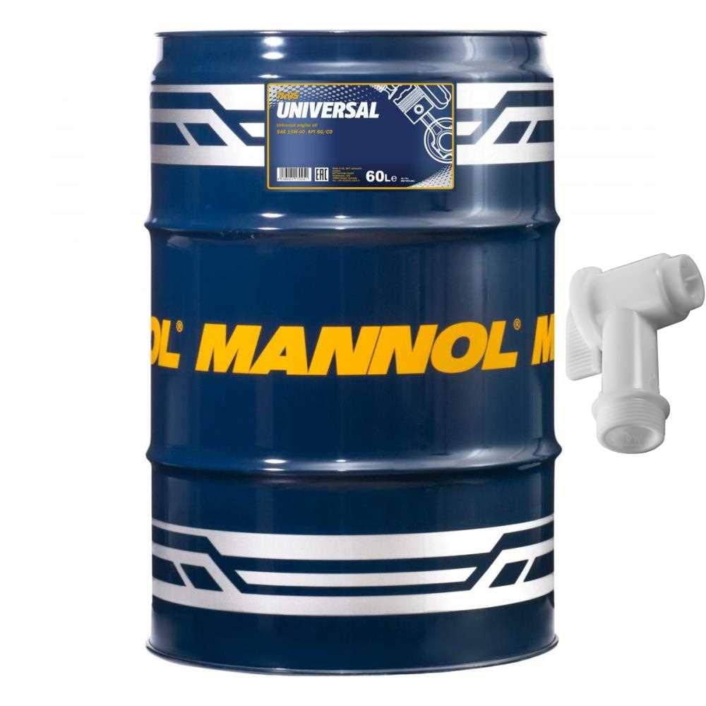 60 Liter MANNOL Universal 15W-40 Motoröl API SN/CH-4 inkl. Auslaufhahn SAE 15W-40API von Diederichs