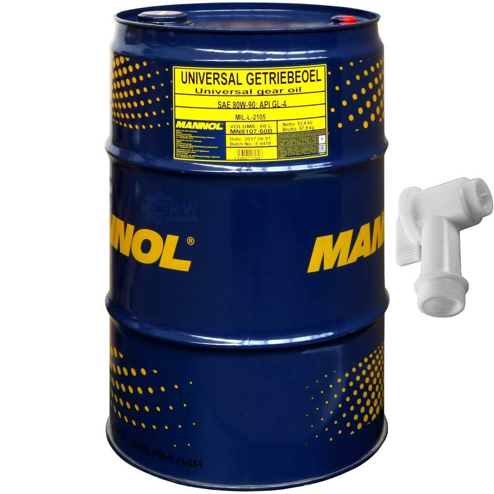 60 Liter MANNOL Universal Getriebeöl 80W-90 API GL 4 inkl. Auslaufhahn von Diederichs