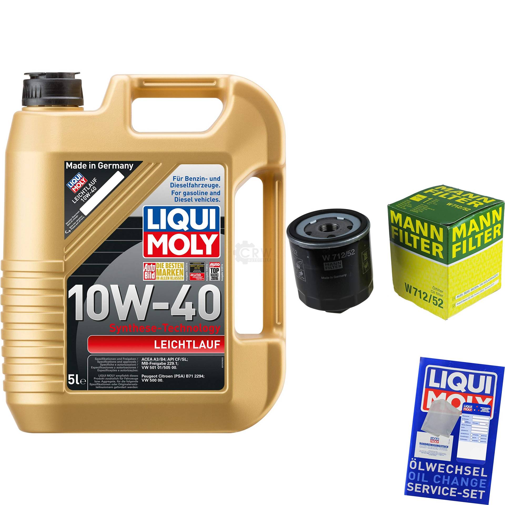 Filter Set Inspektionspaket 5 Liter Motoröl Leichtlauf 10W-40 MANN-FILTER Ölfilter Filter Set Inspektionspaket 5 Liter Motoröl Leichtlauf 10W-40 MANN-FILTER Ölfilter von Diederichs