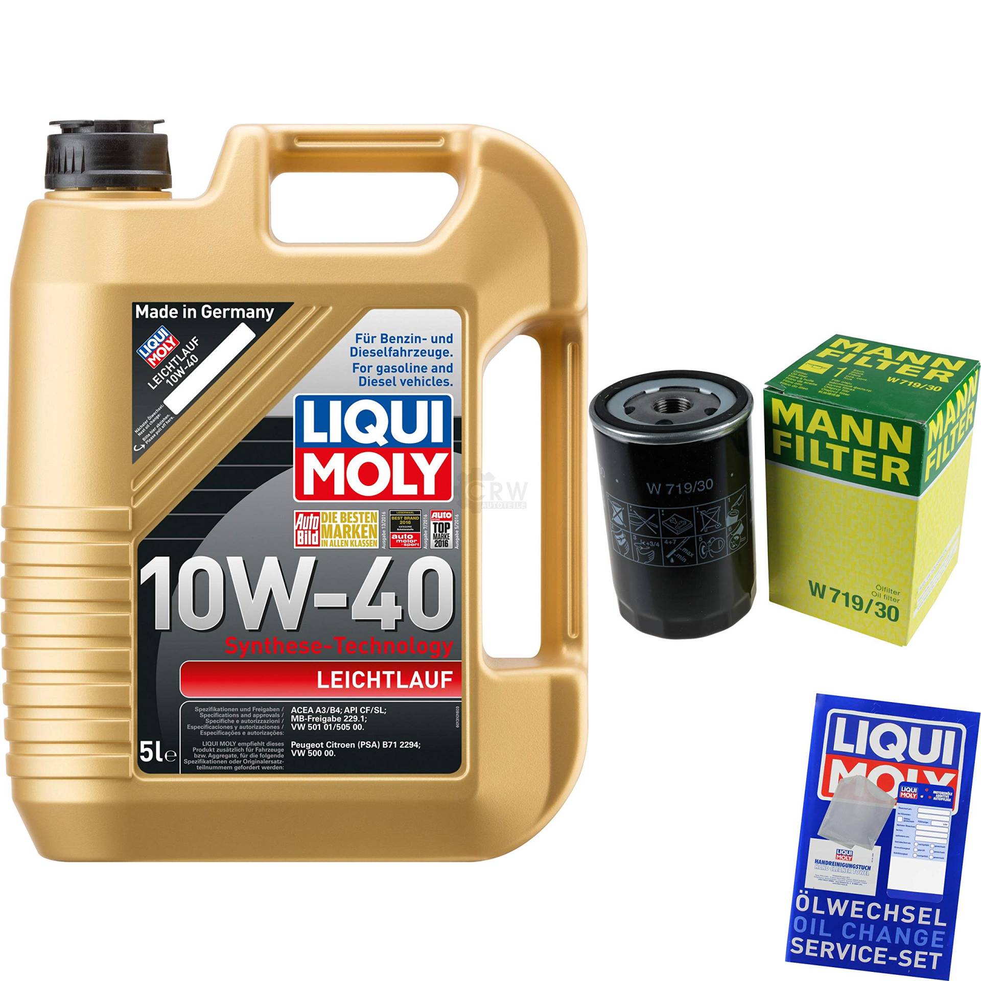 Filter Set Inspektionspaket 5 Liter Motoröl Leichtlauf 10W-40 MANN-FILTER Ölfilter Filter Set Inspektionspaket 5 Liter Motoröl Leichtlauf 10W-40 MANN-FILTER Ölfilter von Diederichs
