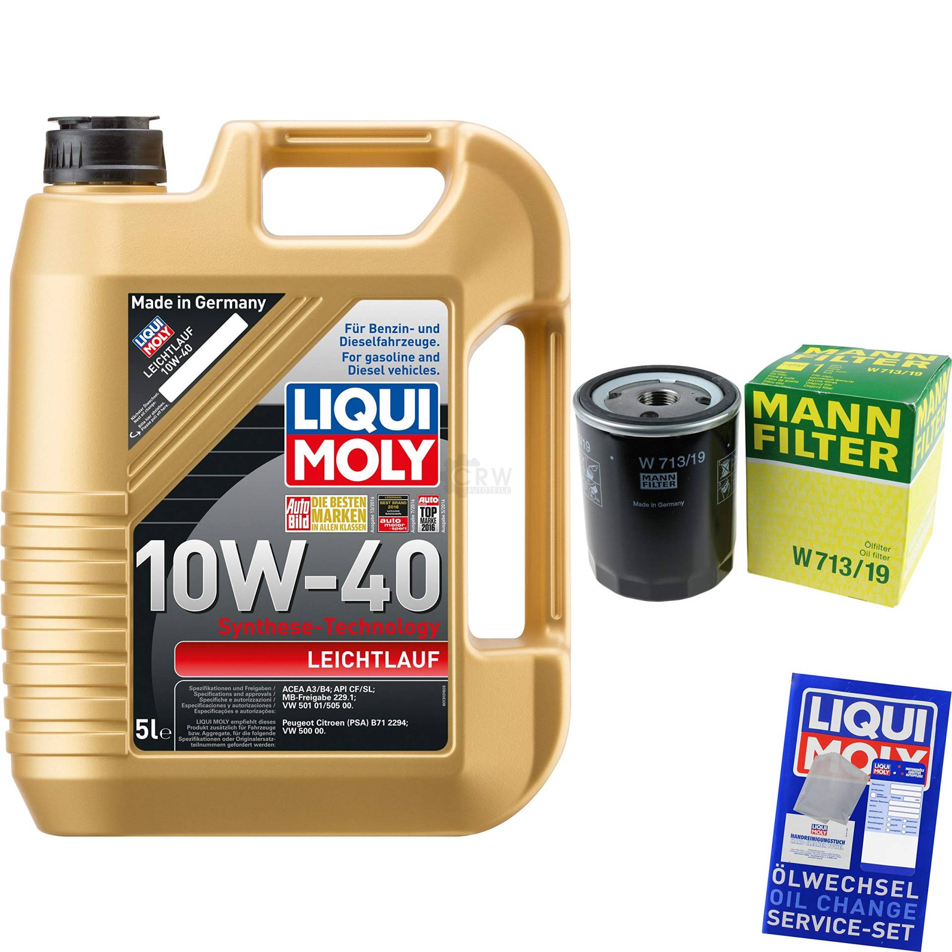 Filter Set Inspektionspaket 5 Liter Motoröl Leichtlauf 10W-40 MANN-FILTER Ölfilter von Diederichs