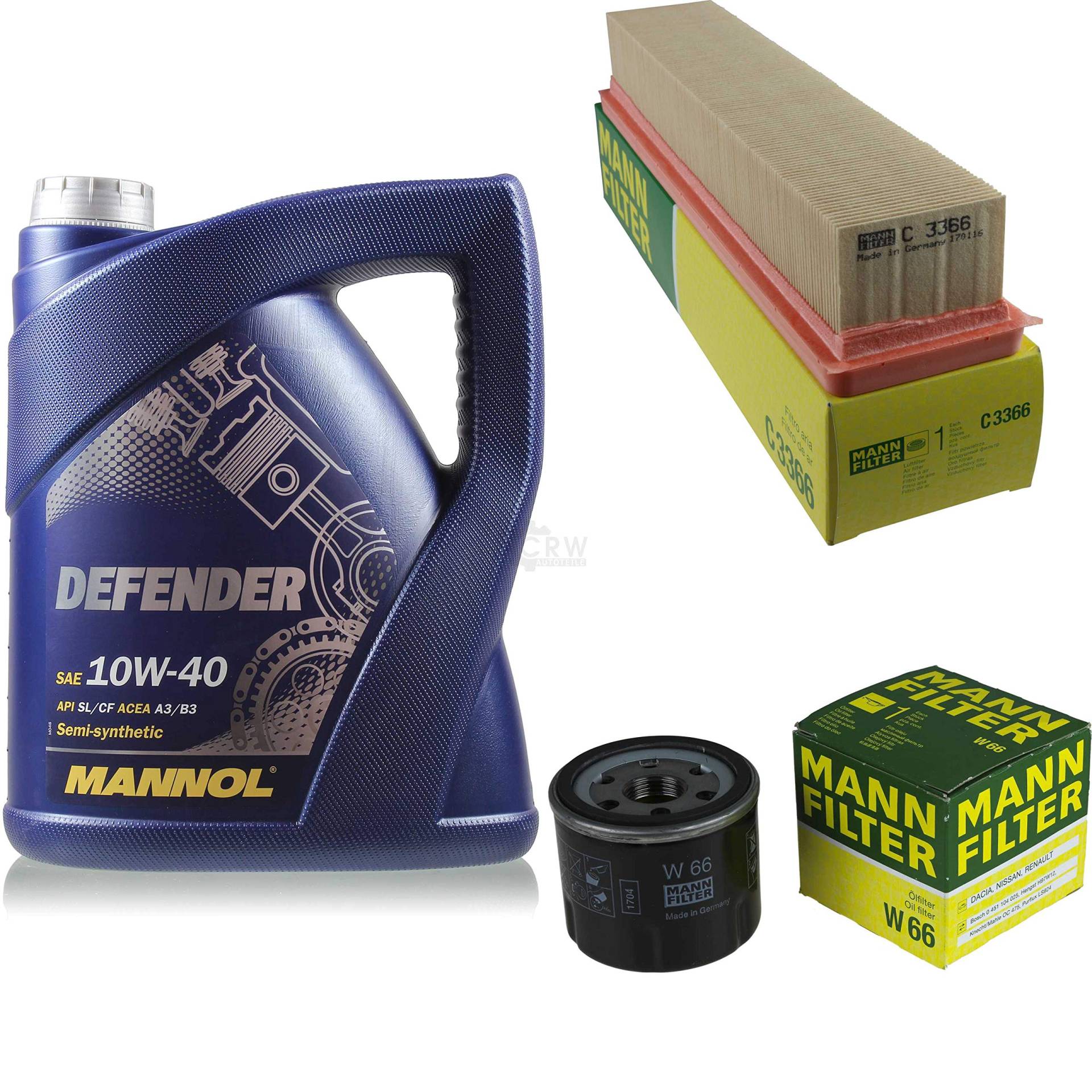 Filter Set Inspektionspaket 5 Liter MANNOL Motoröl Defender 10W-40 API SL/CF MANN-FILTER Luftfilter Ölfilter von Diederichs